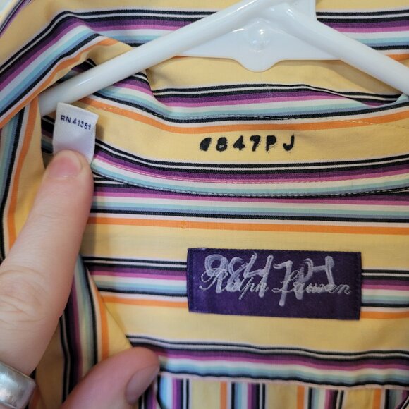 Ralph Lauren Purple Label Striped Dress Shirt L Made in Italy - Picture 4 of 5